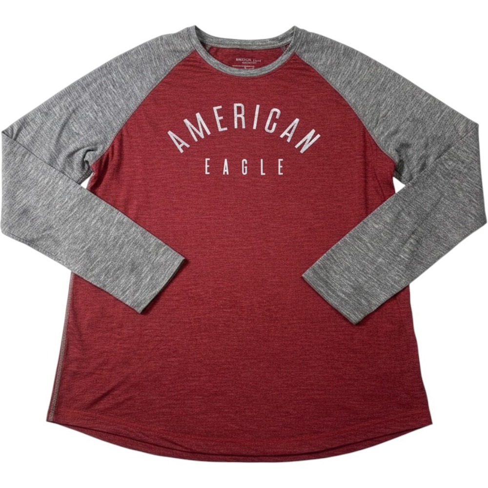 American Eagle Raglan Tee Mens XXL Red Good 360 Extreme Flex Thumb Holes